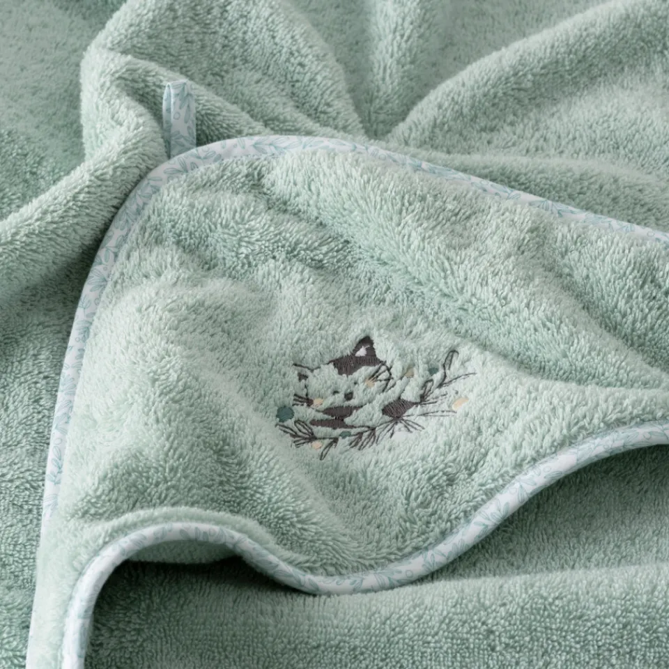 Carré Blanc Cape de bain coton bio Jardine amande|Enfant Capes De Bain