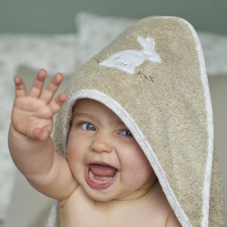 Carré Blanc Cape de bain coton bio Merveille beige|Enfant Capes De Bain|Nouveautés Bébénew