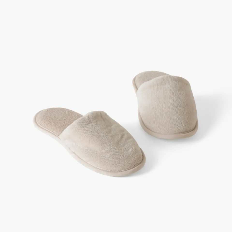 Carré Blanc Chaussons mules homme coton Lola lin|Femme Mules De Bain|Mules De Bain