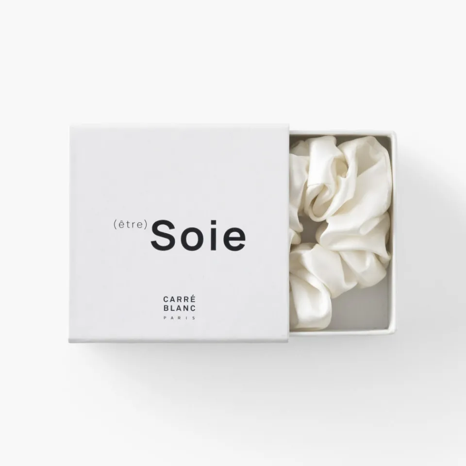 Carré Blanc Chouchou soie de mûrier Beauté ivoire|Femme Coffrets Cadeaux|Capsule Soienew