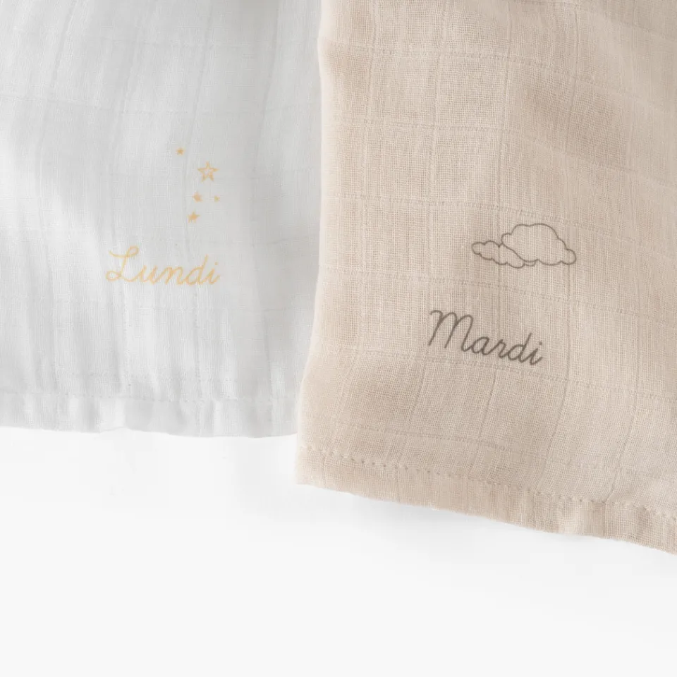 Carré Blanc Coffret semainier de langes coton bio Bienvenue|Enfant Coffrets Cadeaux|Nouveautés Bébénew