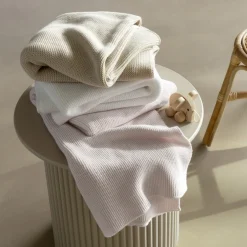 Carré Blanc Couverture tricot coton bio Bienvenue naturel|Enfant Linge De Litbio|Accessoires