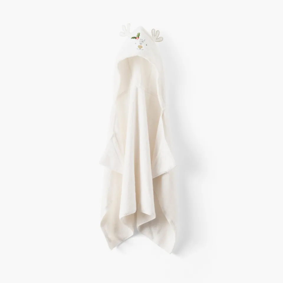 Carré Blanc Drap de bain à capuche coton Xmasful ivoire|Enfant Draps De Bain|Nouveautés Bébénew
