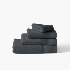 Carré Blanc Drap de bain bouclette de coton biologique Source fusain| Draps De Bain