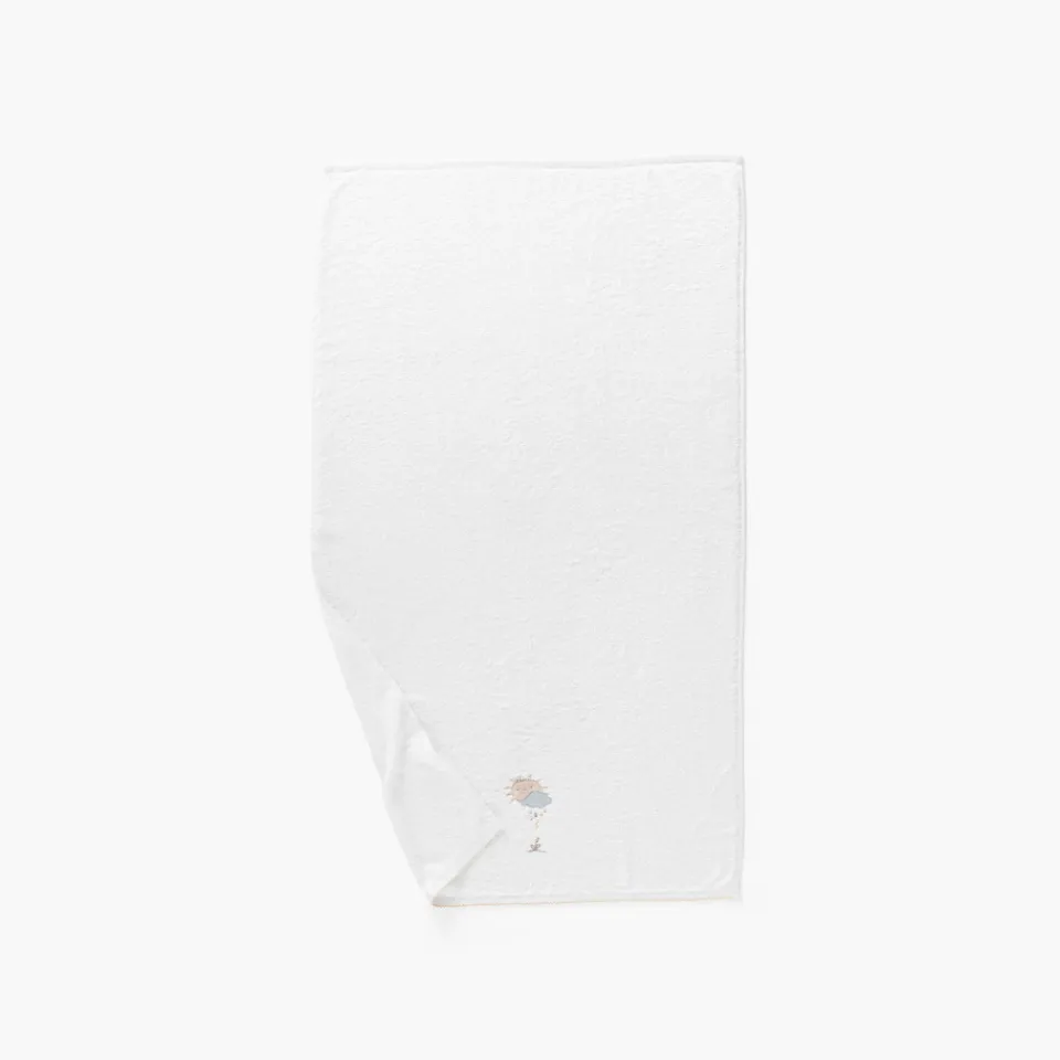 Carré Blanc Drap de bain coton bio Bienvenue blanc|Enfant Draps De Bain