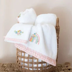 Carré Blanc Drap de bain coton bio Rêve d'or blanc|Enfant Draps De Bain