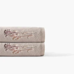 Carré Blanc Drap de bain coton et viscose de bambou Aura taupe|Femme Coffrets Cadeaux|Draps De Bain