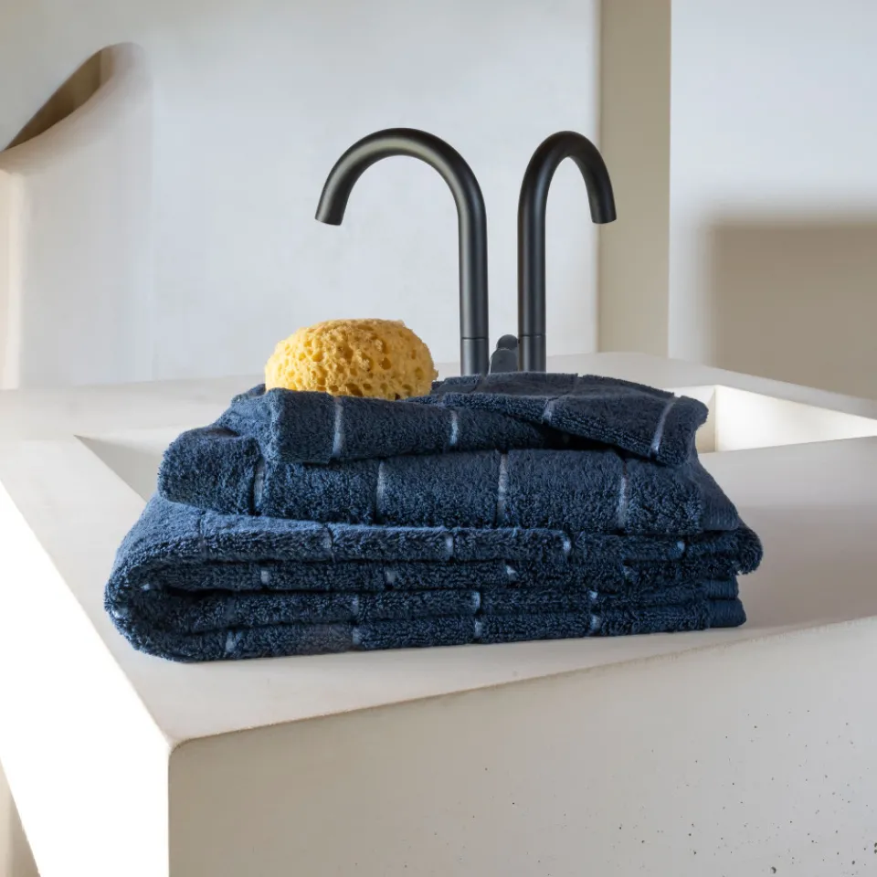 Carré Blanc Drap de bain coton Hypnotic Marine| Draps De Bain
