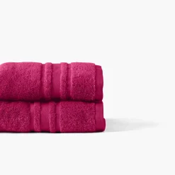 Carré Blanc Drap de bain coton Lola II framboise| Draps De Bain