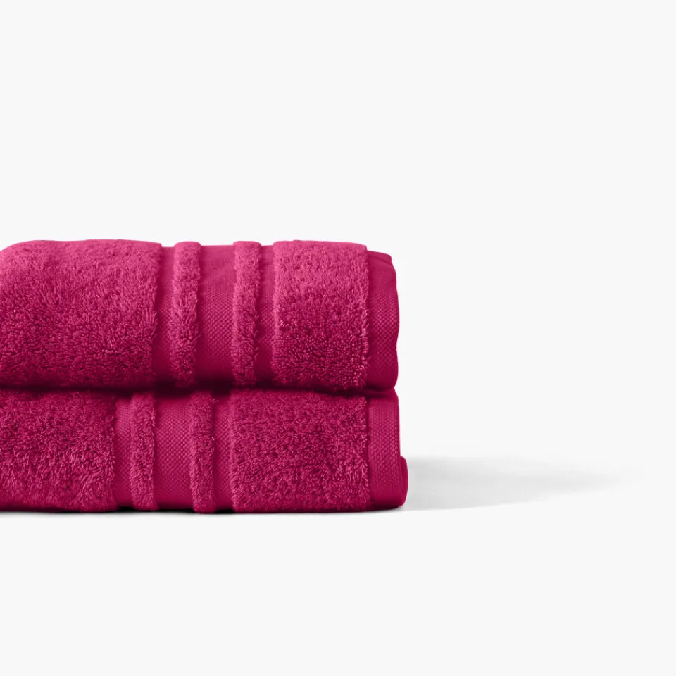 Carré Blanc Drap de bain coton Lola II framboise| Draps De Bain