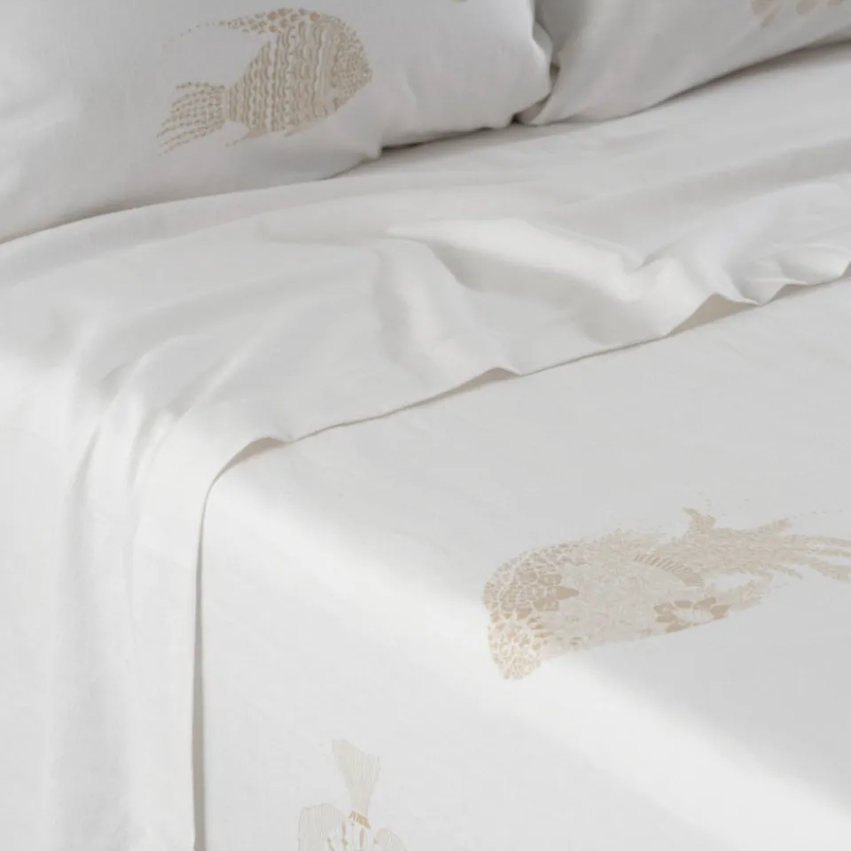 Carré Blanc Drap de lit coton Amorgos| Draps De Lit