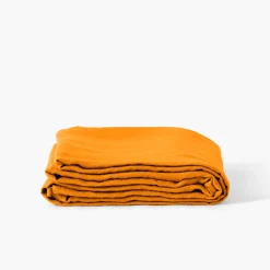 Carré Blanc Drap de lit lin lavé Songe curcuma| Draps De Lit