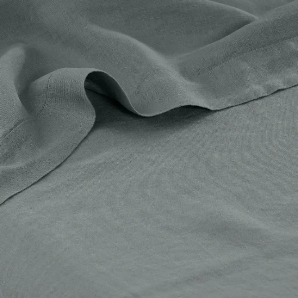 Carré Blanc Drap de lit lin lavé Songe kaki cendré| Draps De Lit