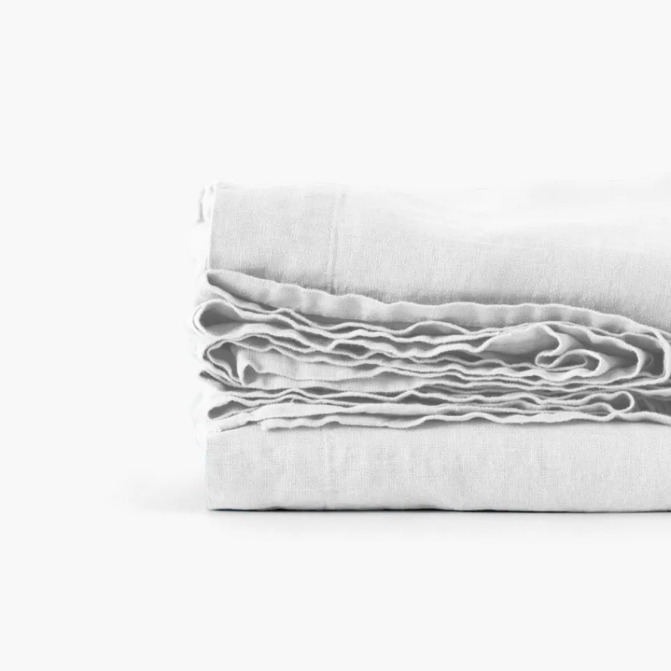 Carré Blanc Drap de lit lin lavé Songe blanc| Draps De Lit