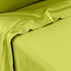 Carré Blanc Drap de lit percale de coton Neo vert| Draps De Lit
