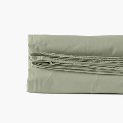 Carré Blanc Drap de lit pur coton lavé biologique Souffle sauge| Draps De Lit