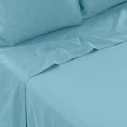 Carré Blanc Drap de lit satin de coton jacquard pois et rayures Prestige glacier| Draps De Lit