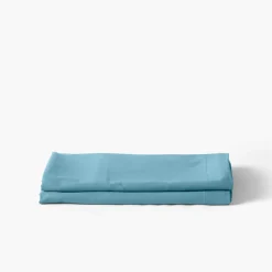 Carré Blanc Drap de lit satin de coton jacquard pois et rayures Prestige glacier| Draps De Lit