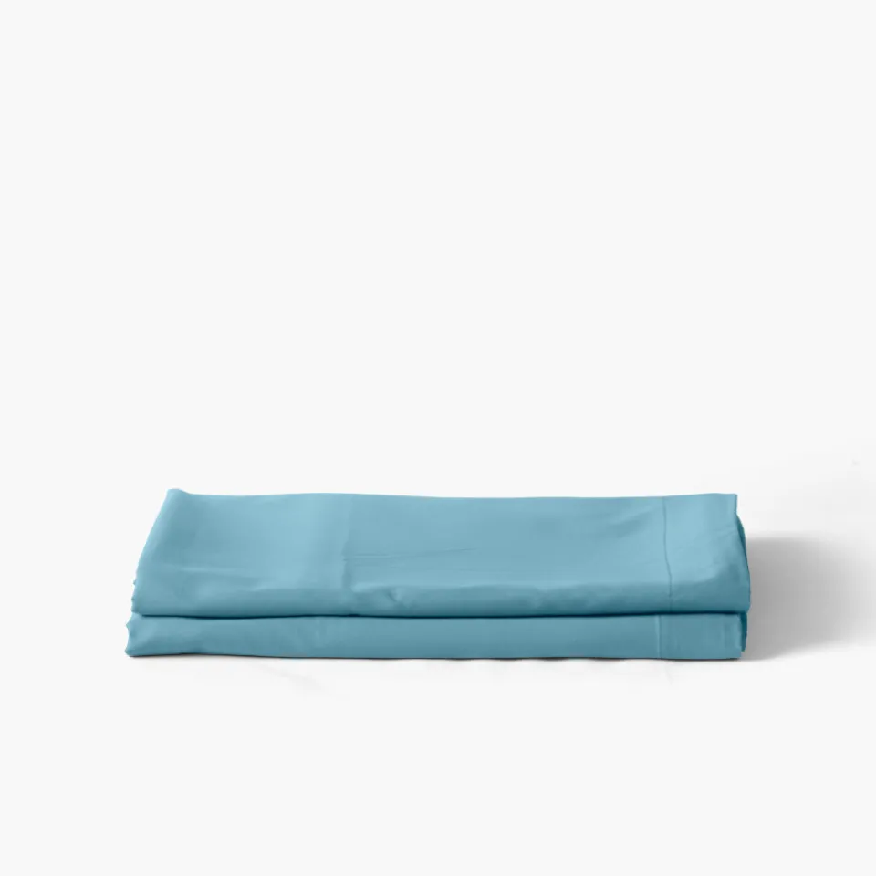 Carré Blanc Drap de lit satin de coton jacquard pois et rayures Prestige glacier| Draps De Lit