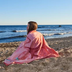 Carré Blanc Drap de plage velours de coton Nausica| La Plage
