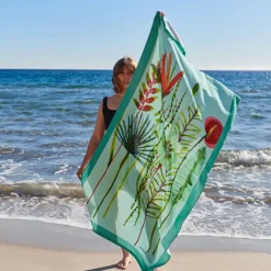 Carré Blanc Drap de plage velours de coton Maupiki| La Plage