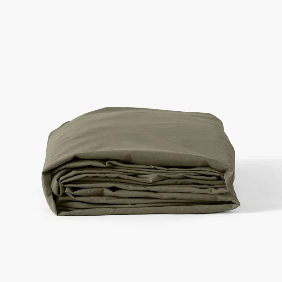 Carré Blanc Drap housse coton lavé Songe bocage| Draps Housse