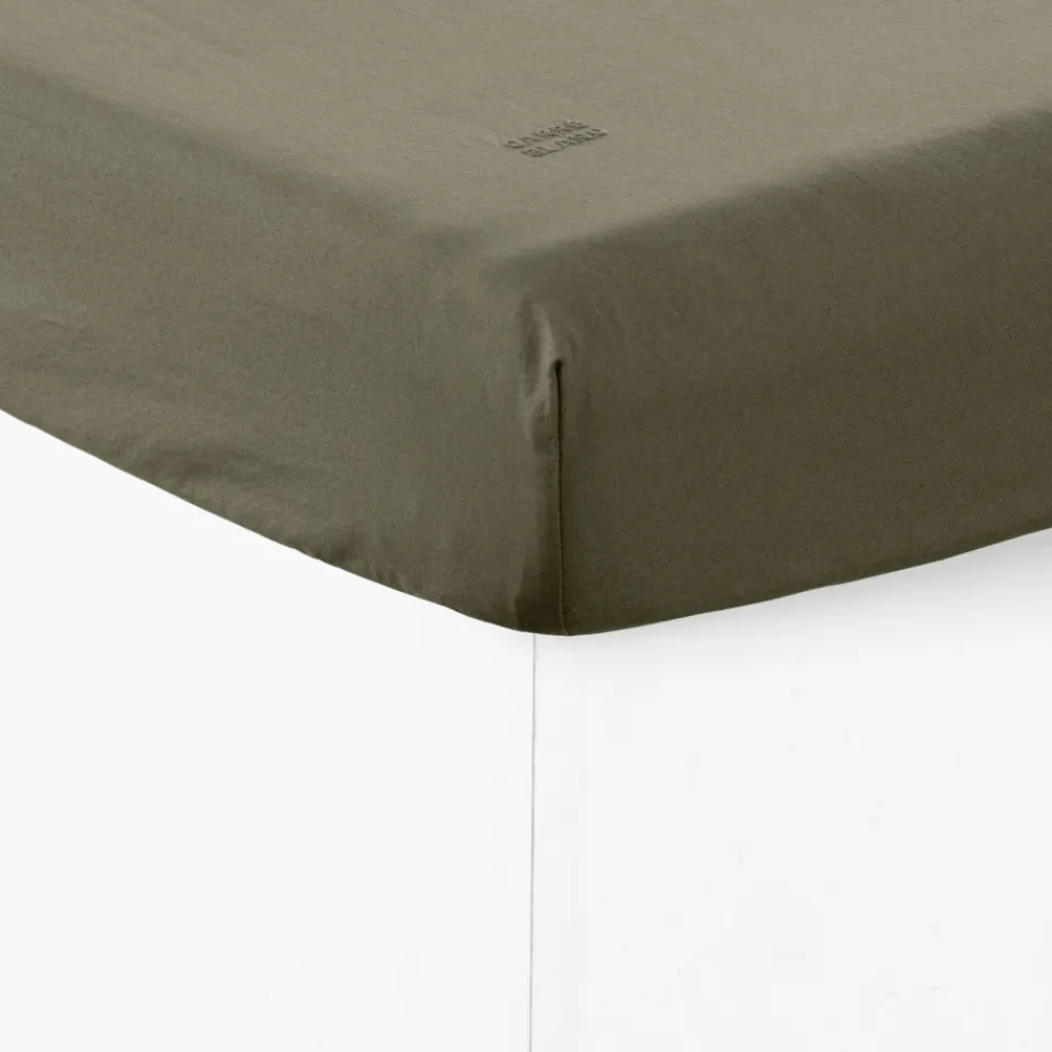 Carré Blanc Drap housse coton lavé Songe bocage| Draps Housse