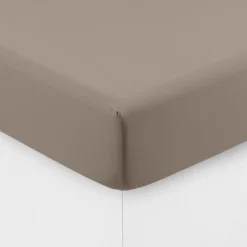 Carré Blanc Drap housse coton lavé Songe taupe| Draps Housse