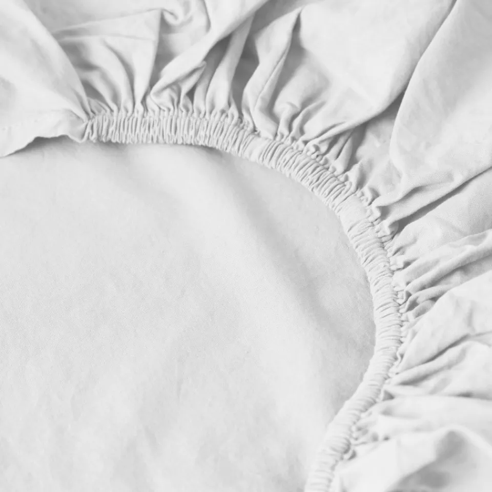 Carré Blanc Drap housse coton lavé Songe blanc| Draps Housse
