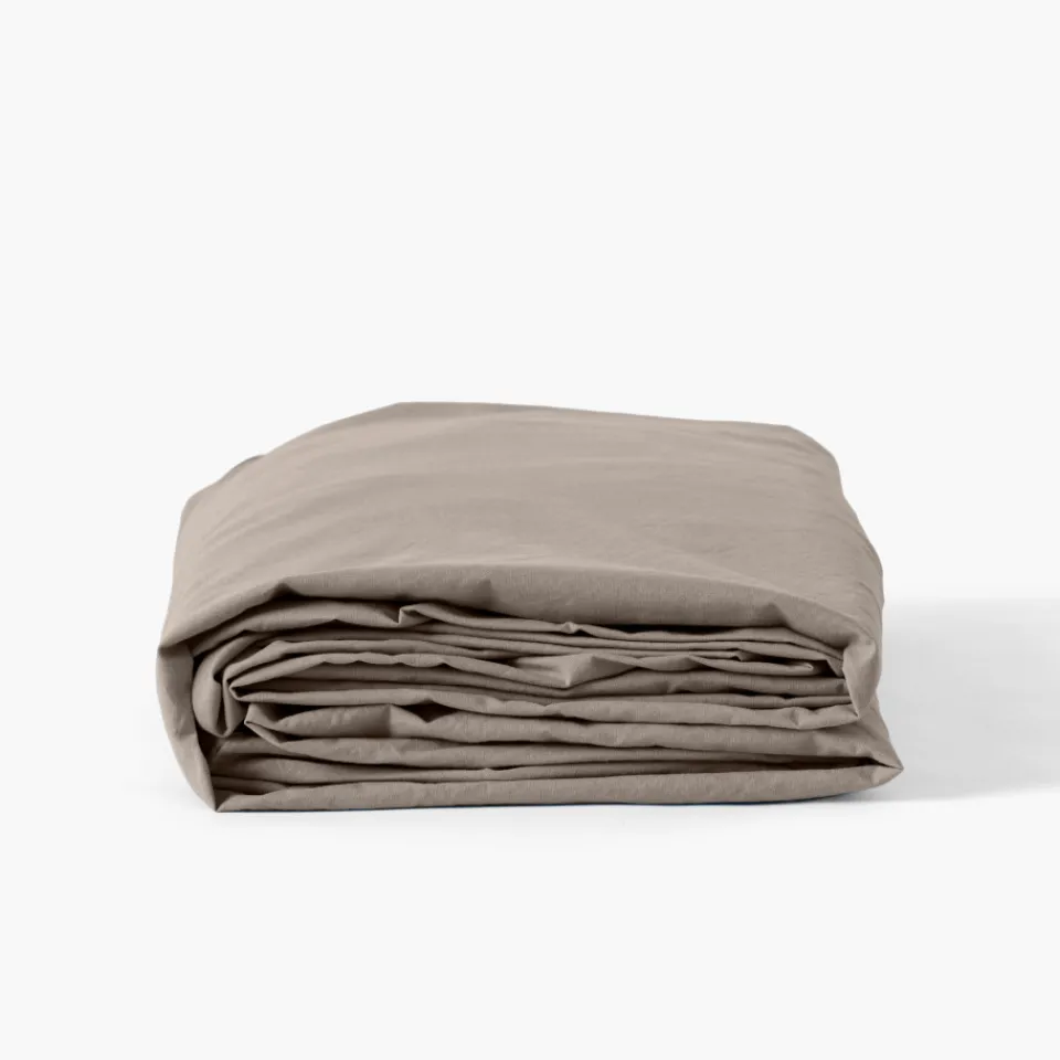 Carré Blanc Drap housse coton lavé Songe grège| Draps Housse