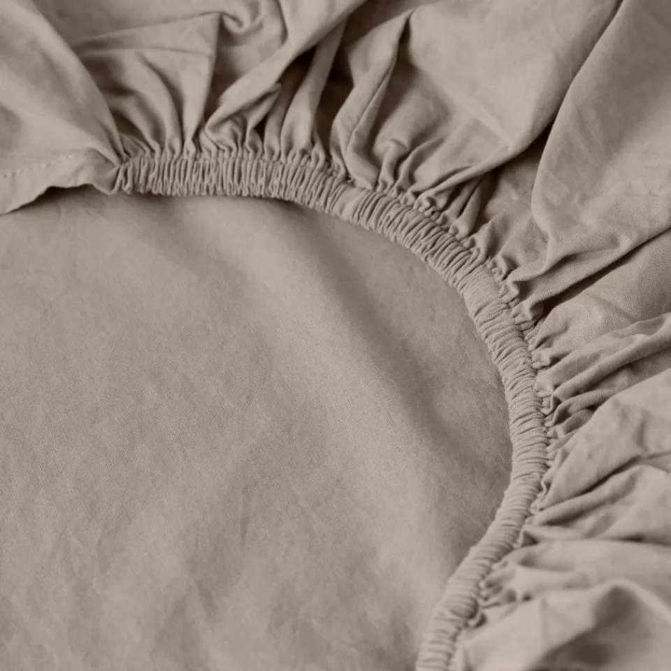 Carré Blanc Drap housse coton lavé Songe grège| Draps Housse