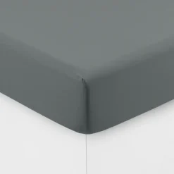 Carré Blanc Drap housse coton lavé Songe kaki cendré| Draps Housse