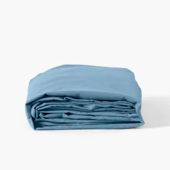 Carré Blanc Drap housse coton lavé Songe bleu baltique| Draps Housse