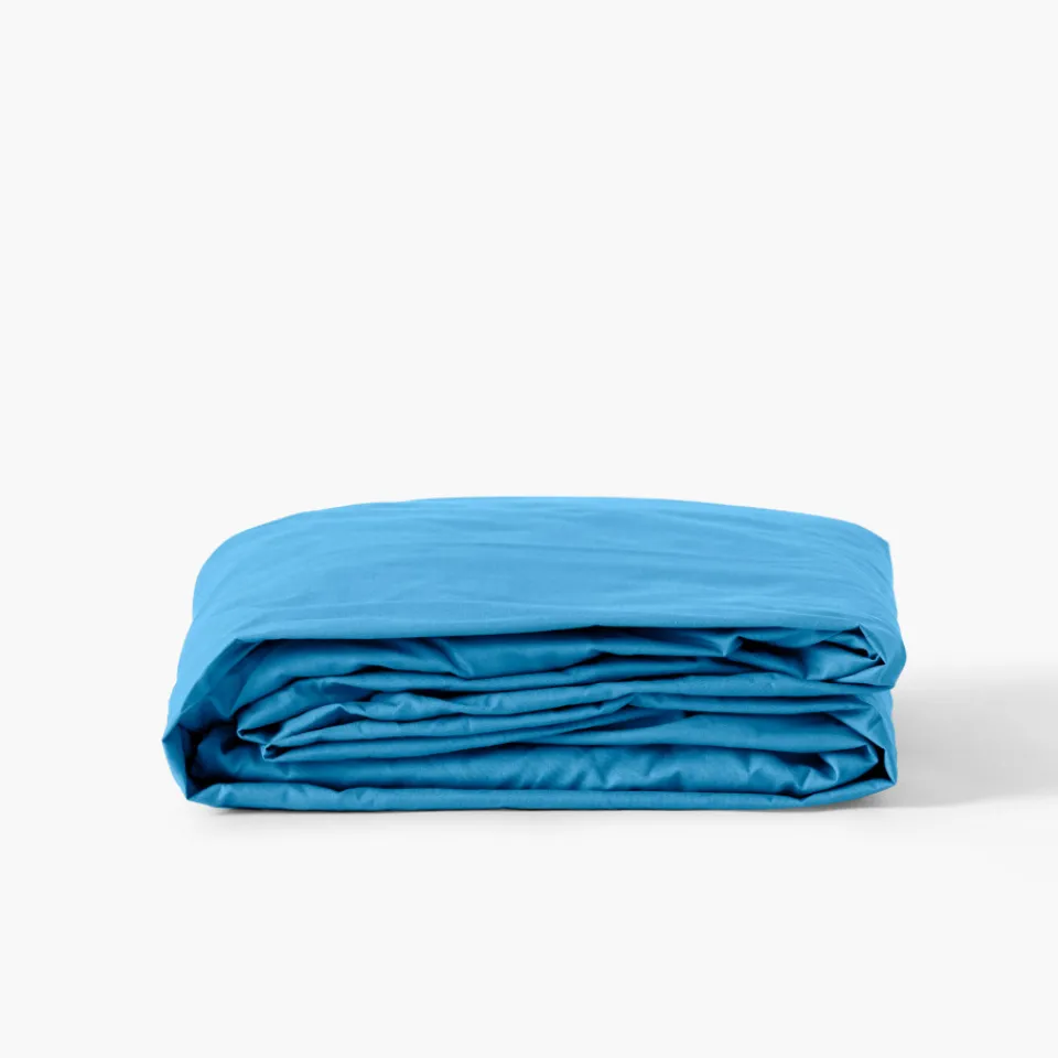 Carré Blanc Drap housse percale de coton Neo azur| Draps Housse
