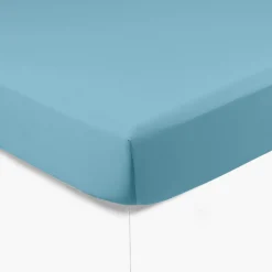 Carré Blanc Drap housse satin de coton uni Prestige glacier| Draps Housse