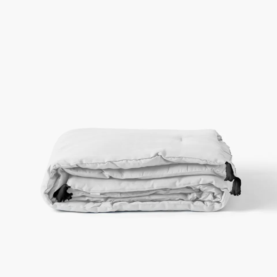Carré Blanc Edredon lin et coton lavé Songe blanc| Plaids Et Couvre-lits|Plaids