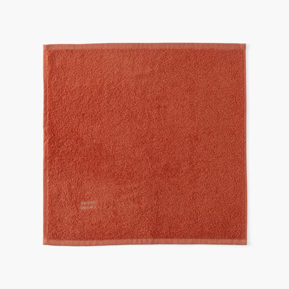 Carré Blanc Essuie mains coton Signature terre cuite| Torchons & Essuie-mains