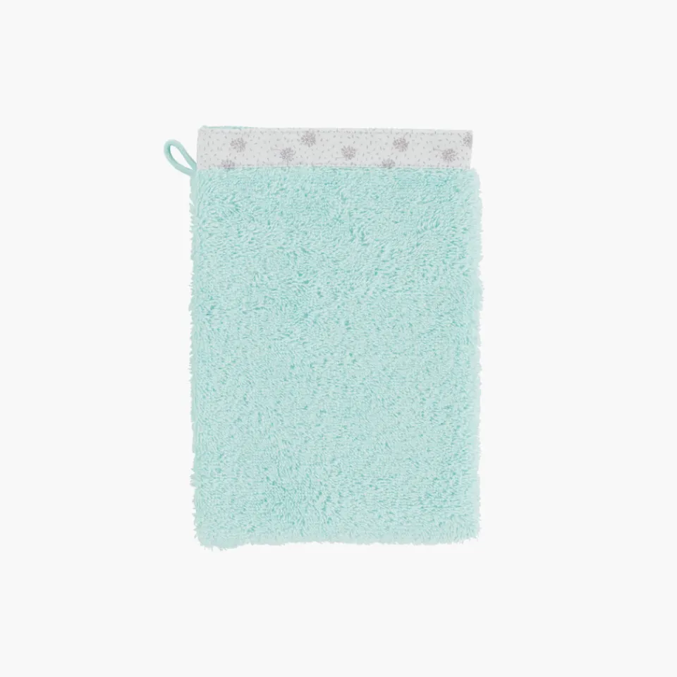 Carré Blanc Gant de toilette coton biologique Devine céladon|Enfant Gants De Toilette