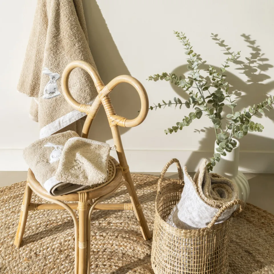 Carré Blanc Gant de toilette coton bio Merveille beige|Enfant Gants De Toilette|Nouveautés Bébénew