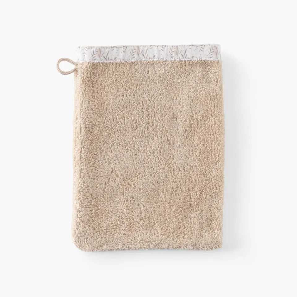 Carré Blanc Gant de toilette coton bio Merveille beige|Enfant Gants De Toilette|Nouveautés Bébénew