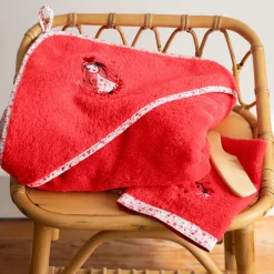 Carré Blanc Gant de toilette coton bio Mes rêves rouge tendre|Enfant Gants De Toilette