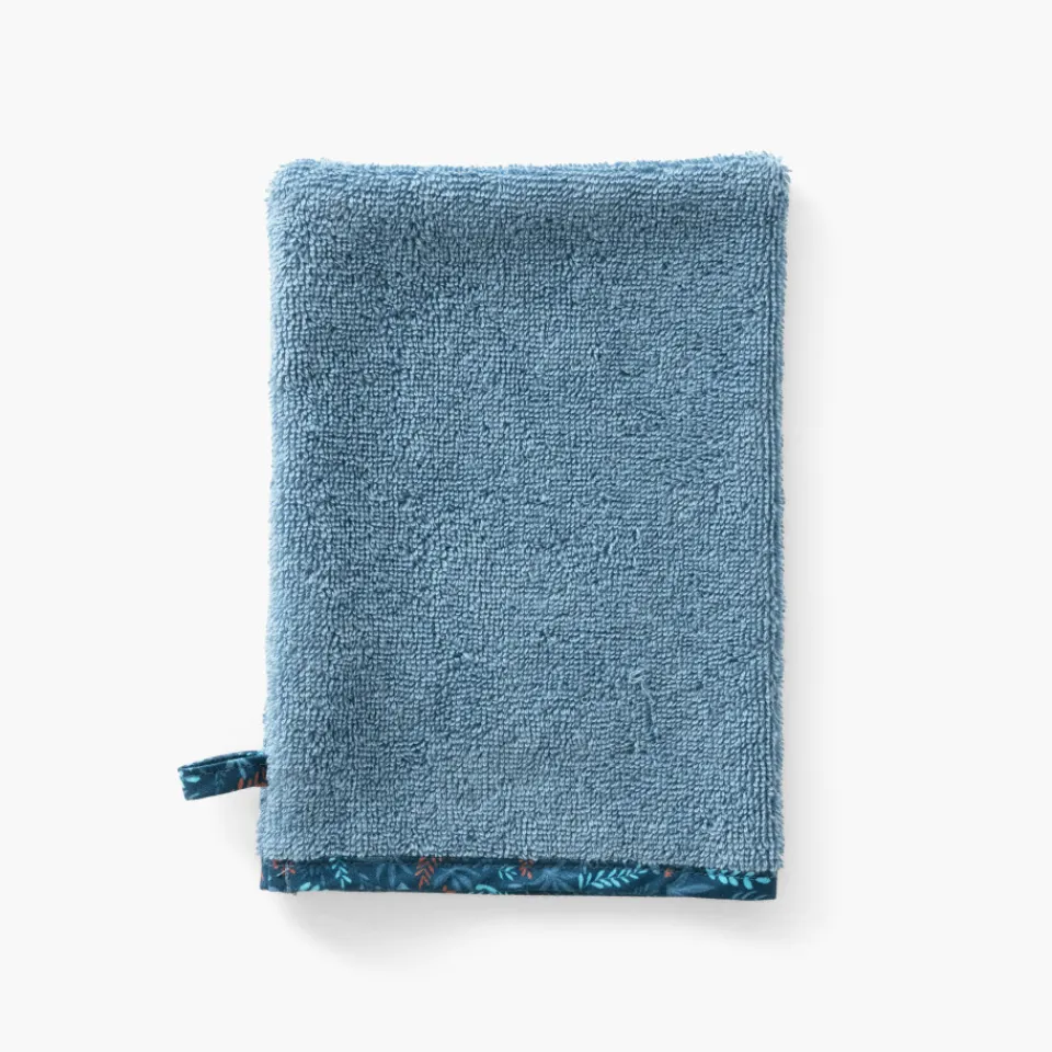 Carré Blanc Gant de toilette coton Happyful bleu céleste|Enfant Gants De Toilette