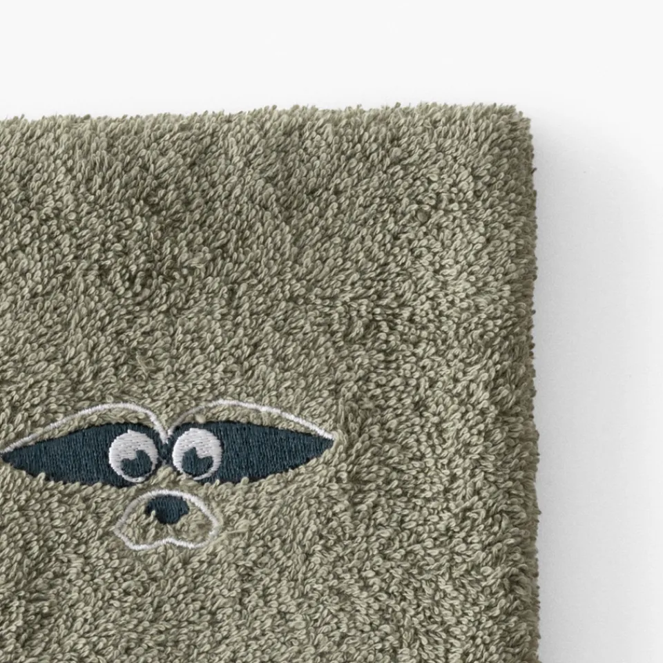 Carré Blanc Gant de toilette Playful kaki|Enfant Gants De Toilette