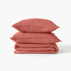 Carré Blanc Housse de couette enfant lin et coton lavé Songe terre cuite|Enfant Housses De Couette