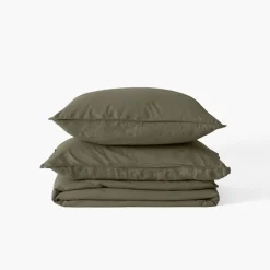 Carré Blanc Housse de couette lin et coton lavé Songe bocage| Housses De Couette
