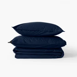 Carré Blanc Housse de couette percale de coton Neo marine| Housses De Couette