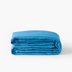 Carré Blanc Housse de couette percale de coton Neo azur| Housses De Couette