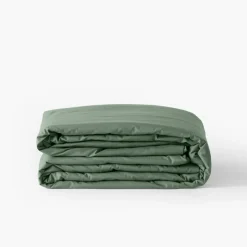 Carré Blanc Housse de couette percale de coton Neo thym| Housses De Couette