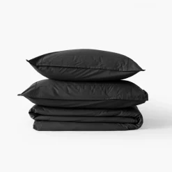 Carré Blanc Housse de couette percale de coton Neo anthracite| Housses De Couette