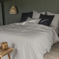 Carré Blanc Housse de couette percale de coton Neo ficelle| Housses De Couette